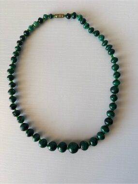 Vintage Malachite Beaded Necklace 19” Statement Piece